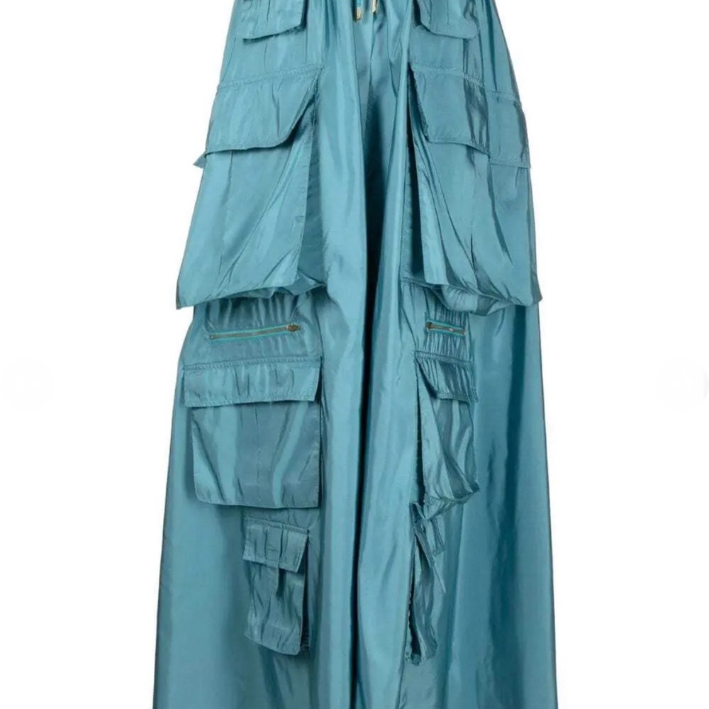 Cynthia Rowley Teal Taffeta Cargo Skirt M. NWT - Picture 3 of 13